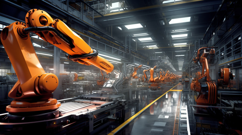 Robot Arm Blurs Production Line