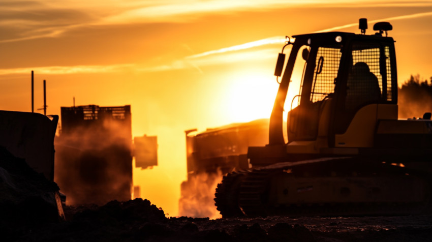 Construction Worker on the Job at Dusk