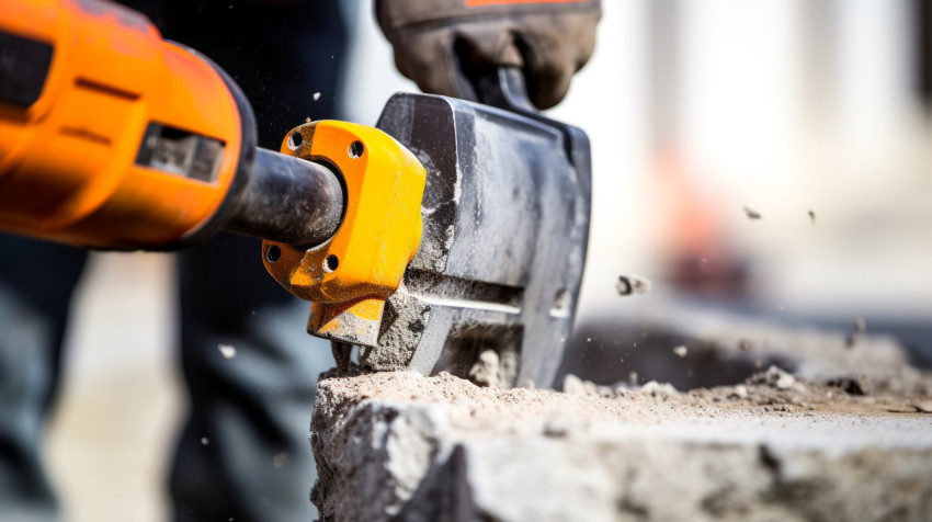 Jackhammer Teeth Bite Into Concrete