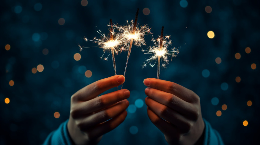A person holding two sparklers in their hands A person holding two sparklers in their hands