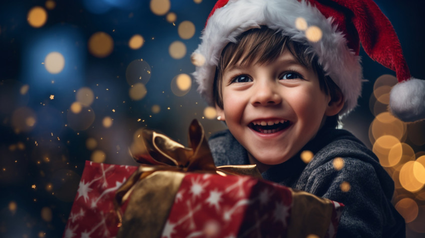 Happy Kids Opening Christmas Presents