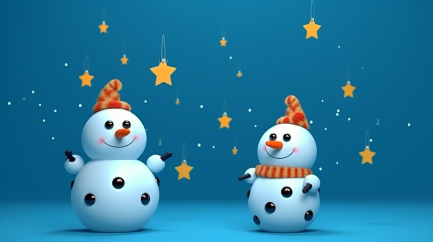 Happy Snowmen Celebrating Christmas