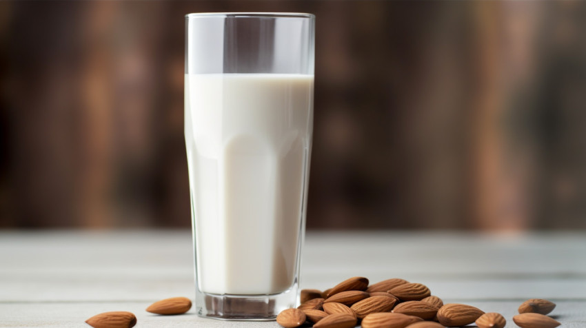 Almond Milk on a Table Seen From Afar