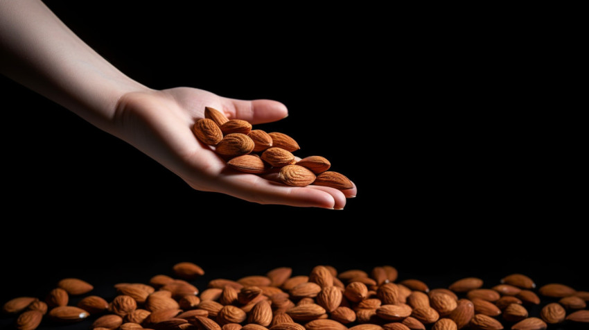 a shot of a handful of almonds