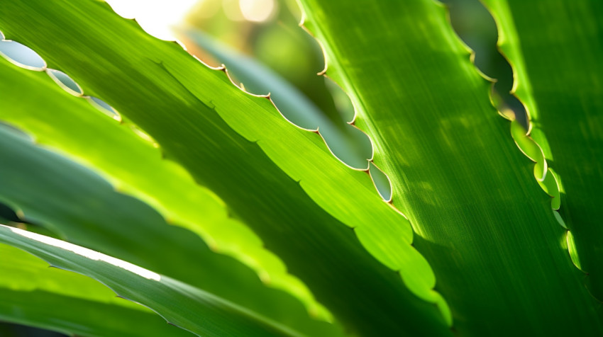 a close-up of an aloe vera leaf