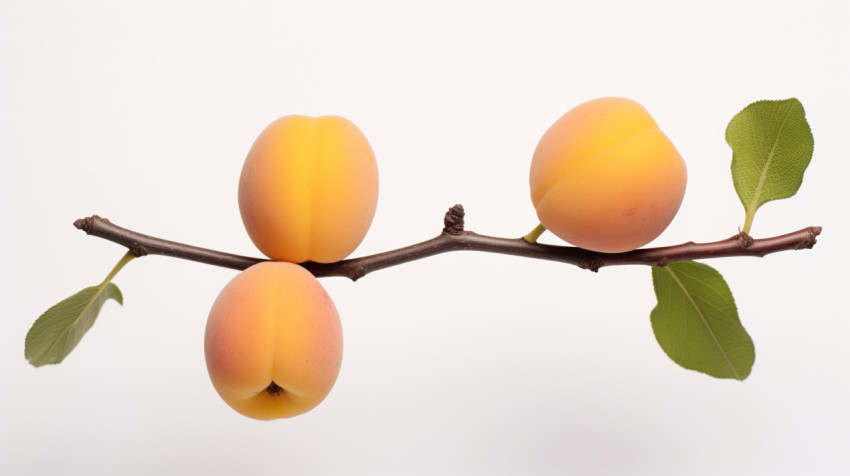 two apricots on white background