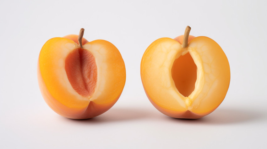 Two apricots isolated on white