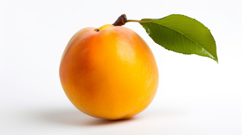 Single Apricot on White Background