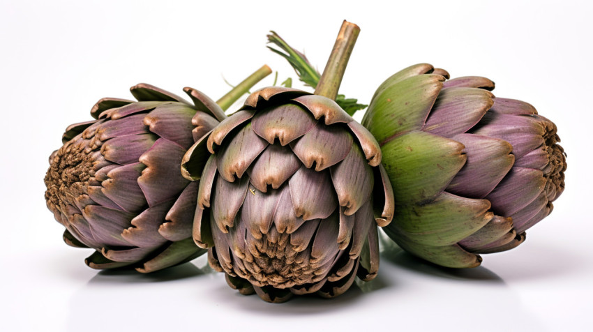 Three Artichokes Isolated on White