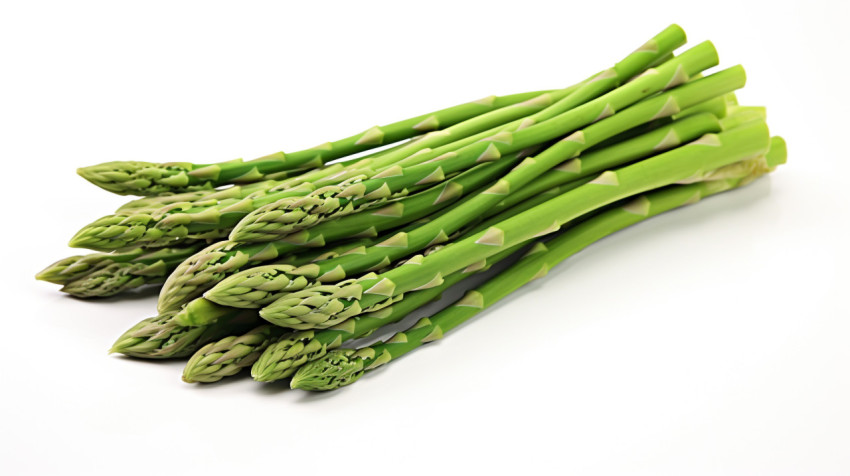 Fresh asparagus bunch on white background