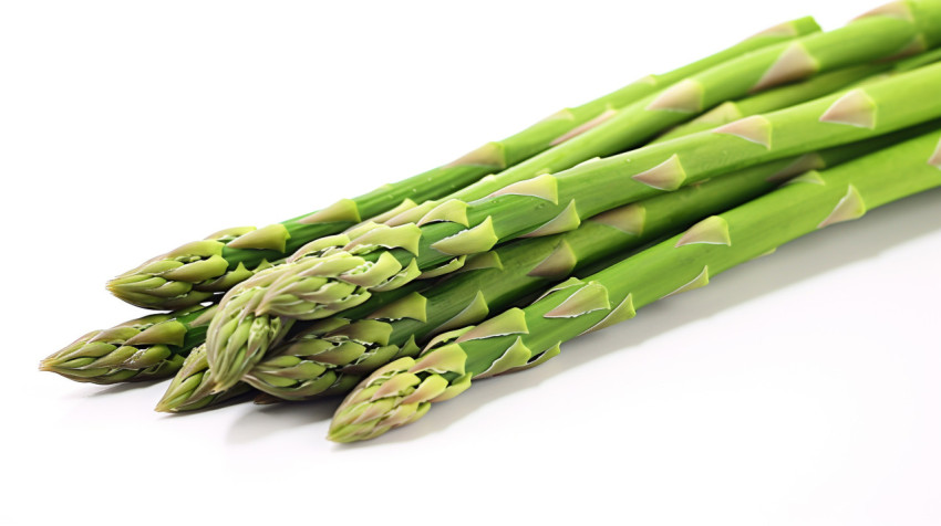 Fresh asparagus spears on white background