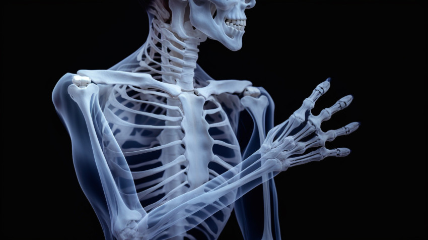 an anatomical person has a skeleton in the arm