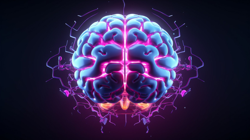 3d animated brain on dark background