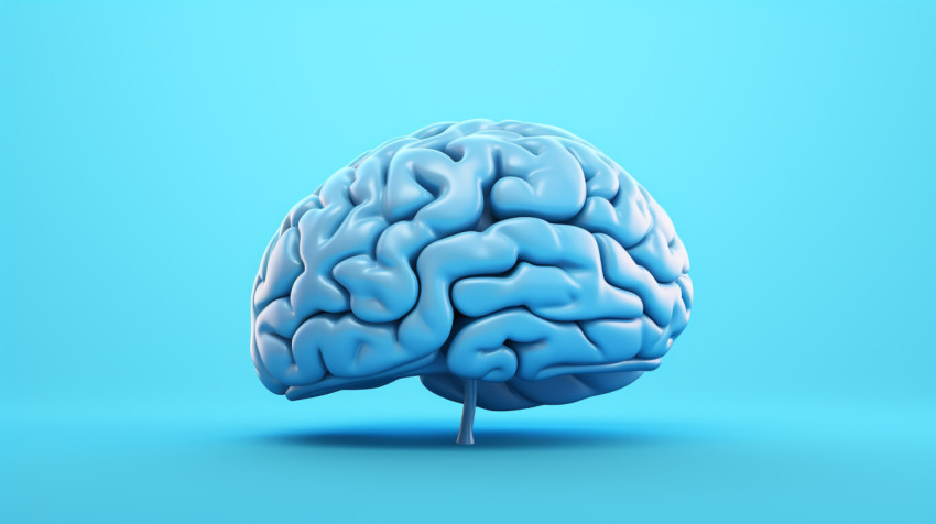 Blue Human Brain on Blue Background