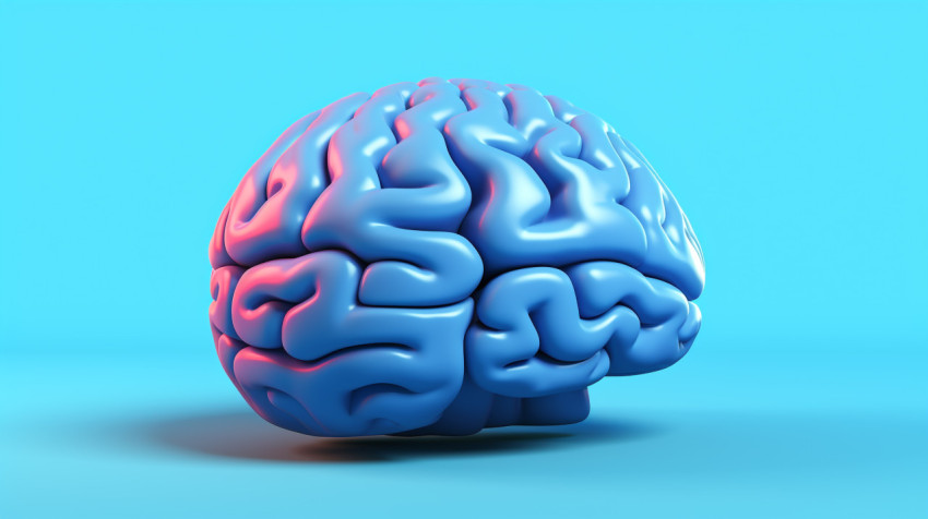 Brain Model on Blue Background