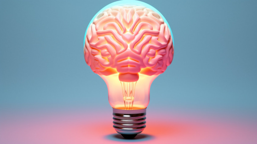 3d rendering of brain inside a light bulb