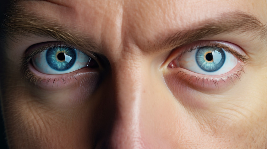 closeup of a man with blue eyes