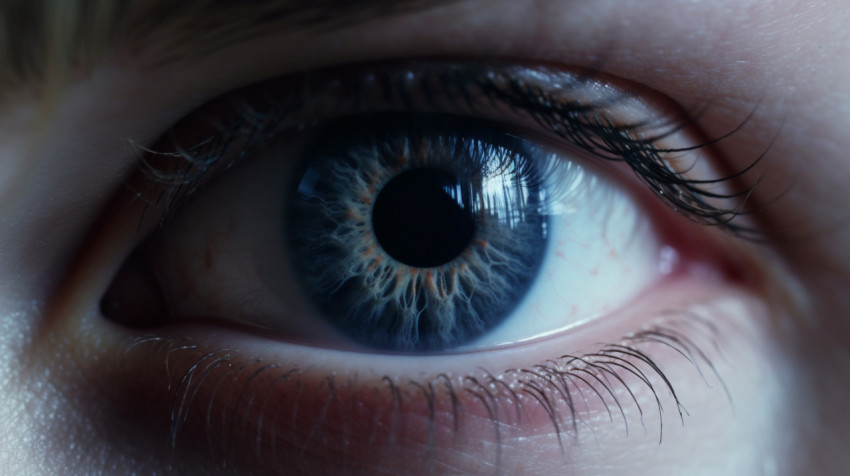 closed up view of an eye with blue eyes