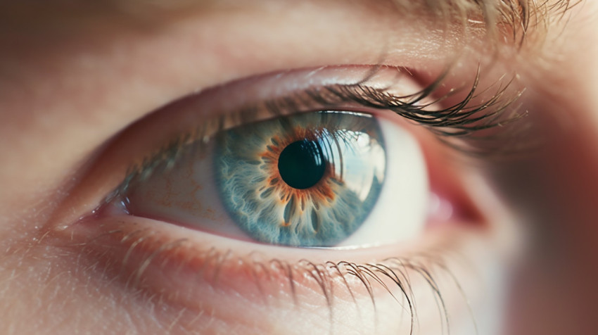 Close-up of man's blue eyes