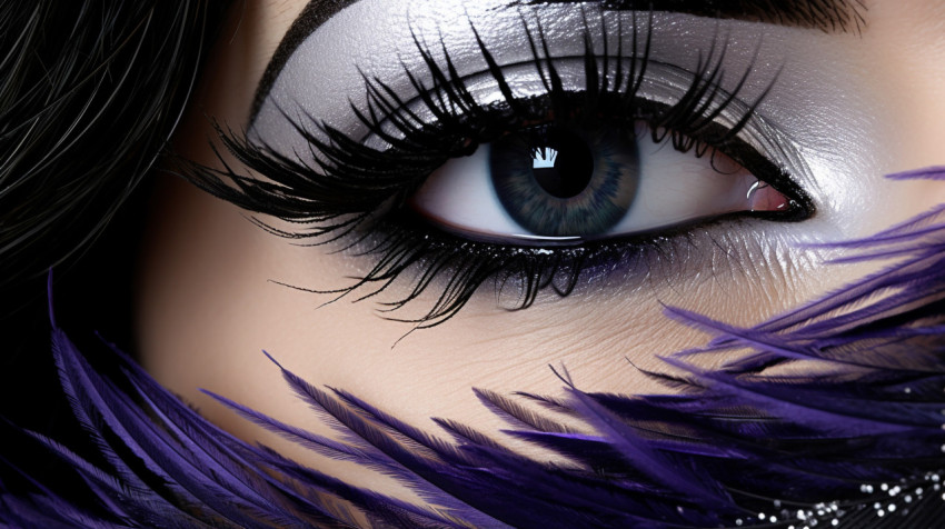 white eye with long brown eyelashes and black mascara