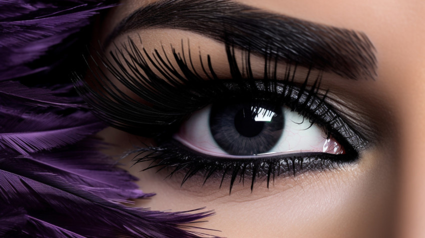 Eyelashes and mascara on white eye