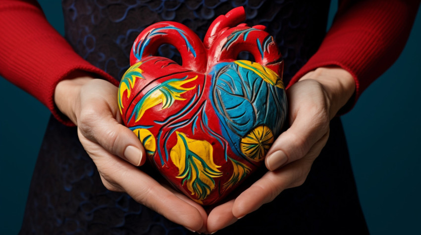 Woman's hands holding symbol of compassion