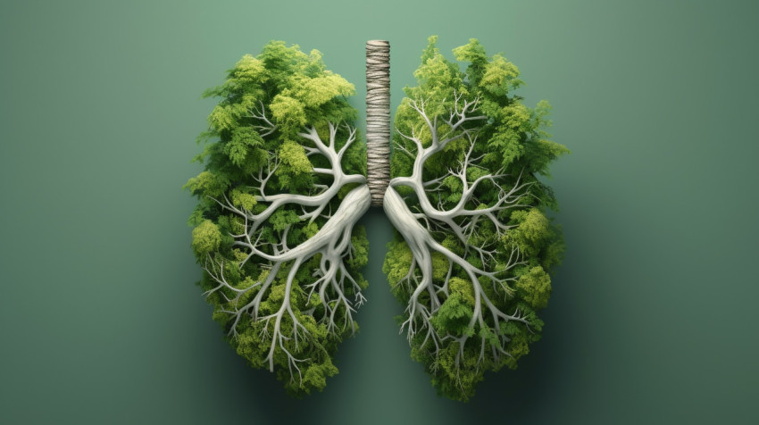 one of two lungs on a green background