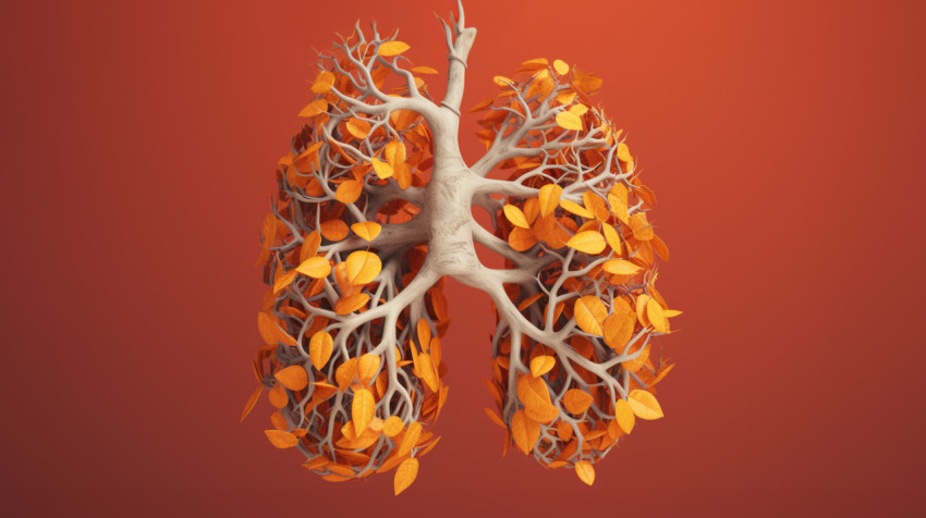 a lungs in orange and white 3d illustration