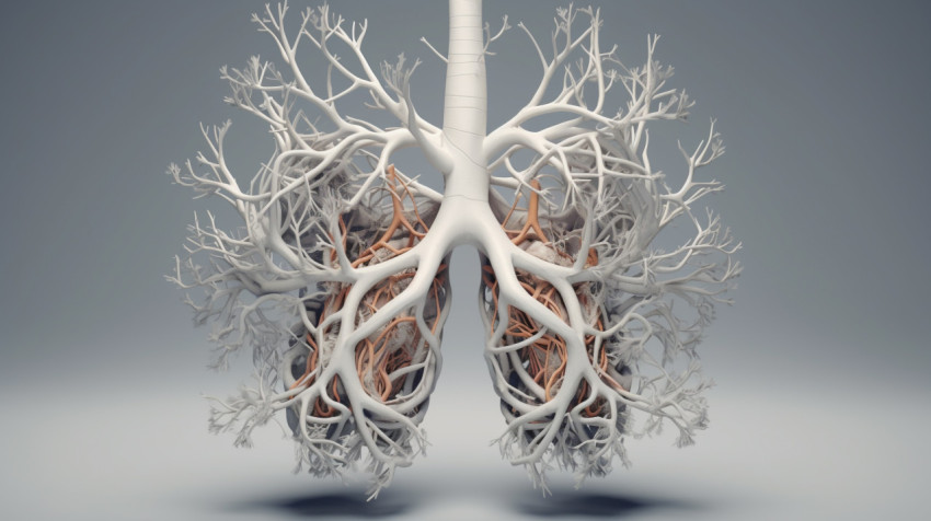 the diagram of a lung on grey