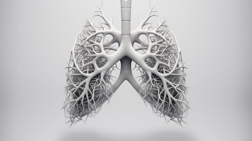 Lung anatomy diagram on grey