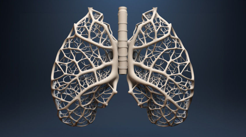 Medical lung diagram on grey