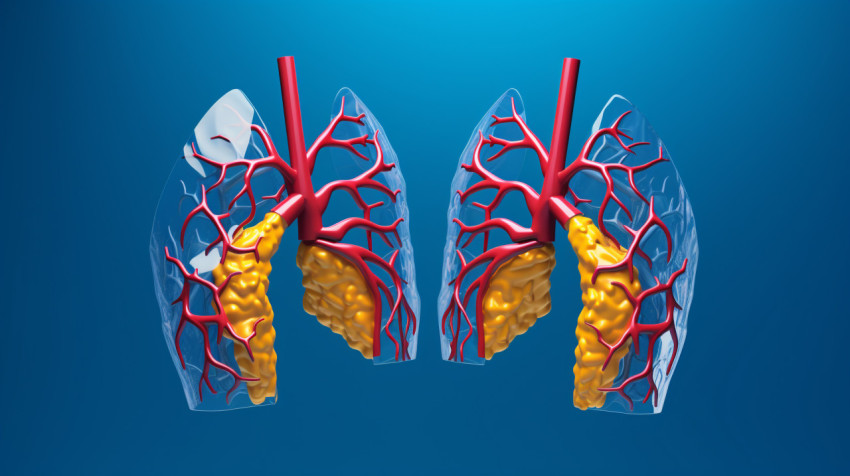 3D Lungs Against Blue Background