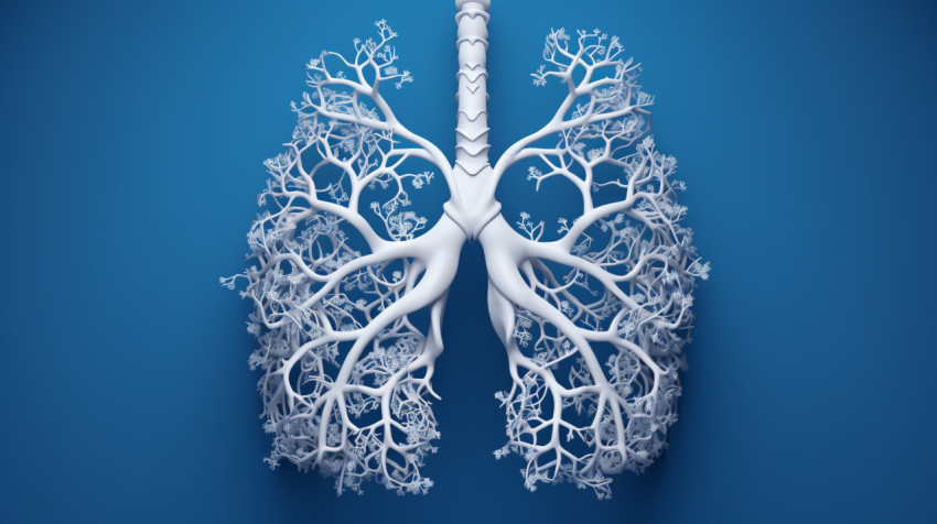 Human lungs on blue background