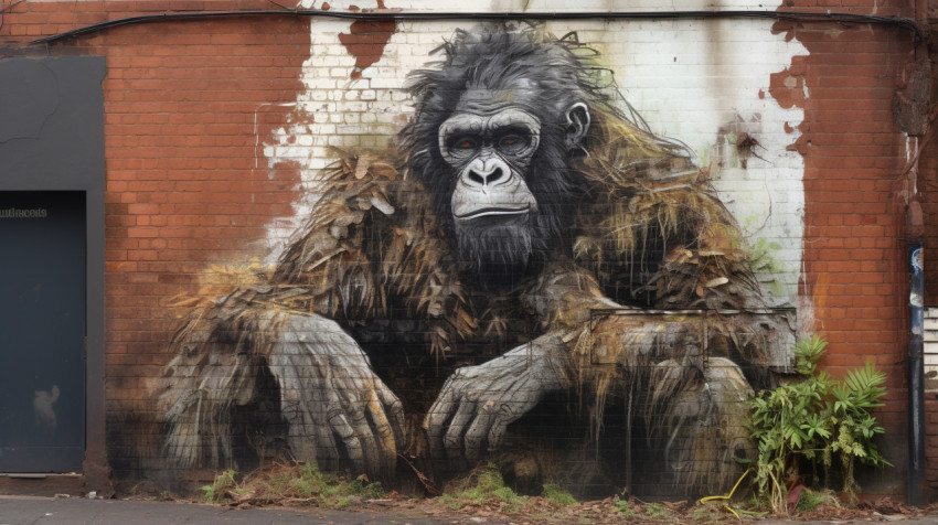 a gorilla on the side of a building