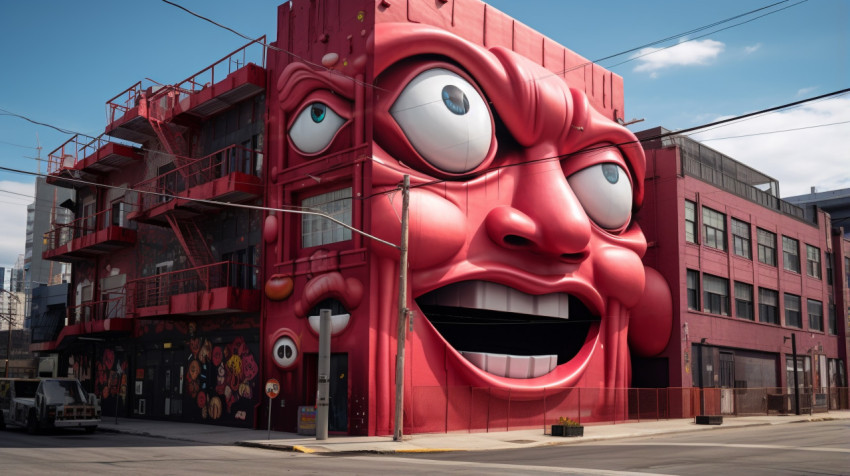 Street Mural with Giant Red Face
