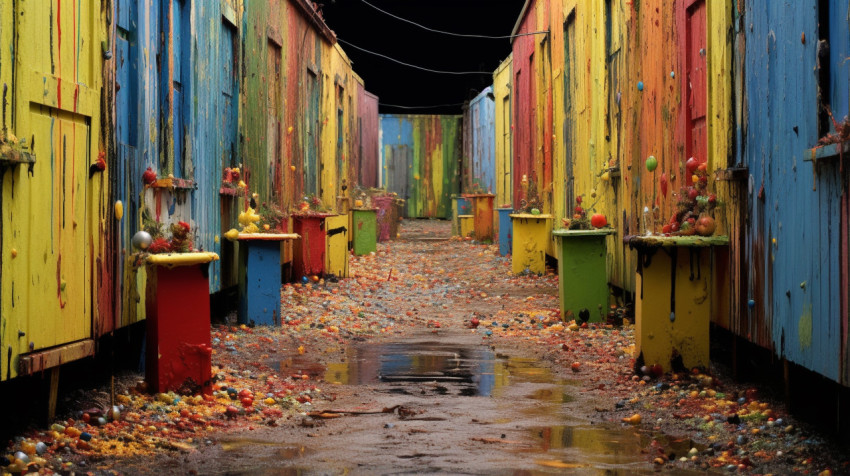 a painted alley with some colorful paint