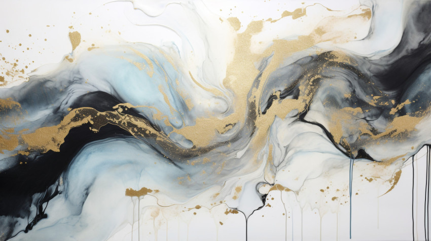an abstract painting with gold