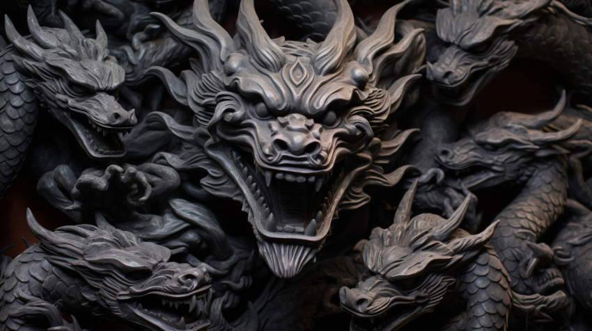 tmrd chinese dragon head sculptures