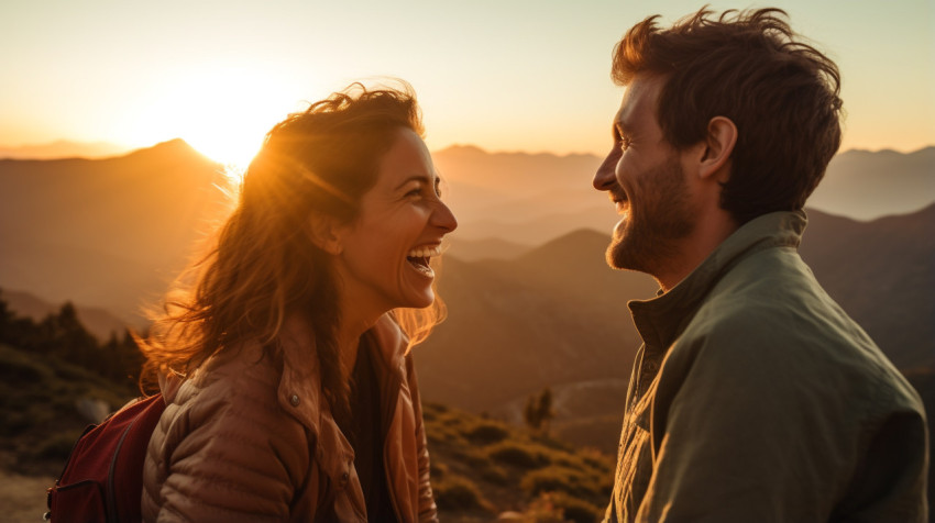 Couple in Embrace at Sunset