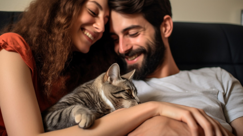 Cat Joins in on Cozy Couple Time