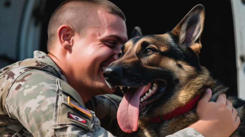 Soldier and Dog Share Emotional Hug After Deployment