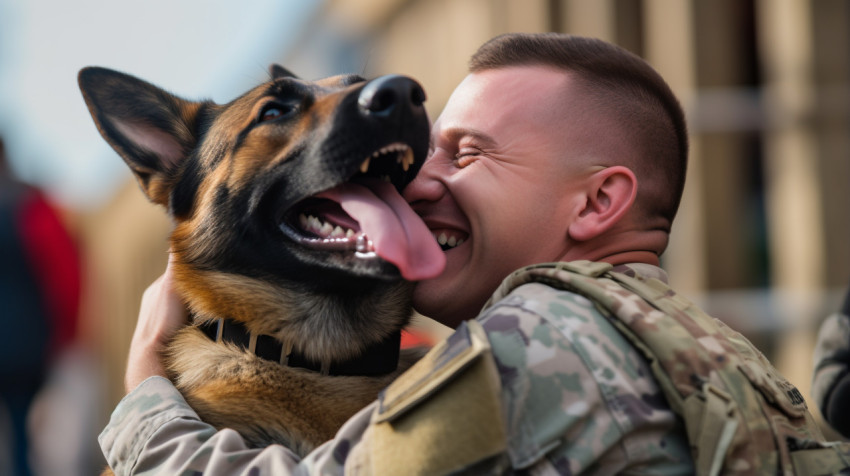 Soldier and Dog Cant Contain Their Happiness