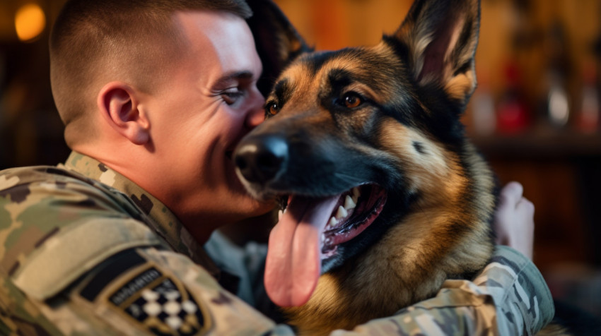 Soldier and Dog Share Emotional Hug After Deployment