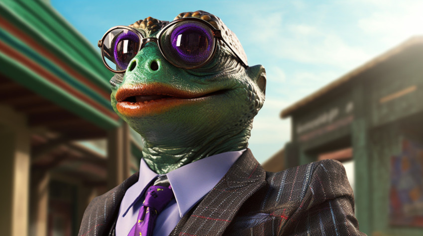 Frog in Suit and Sunglasses