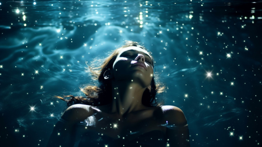 Woman Floating in Milky Way Woman Floating in Milky Way