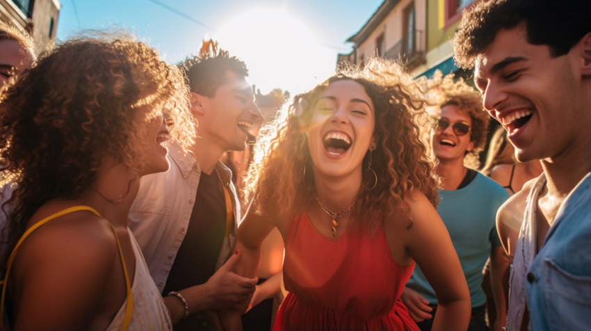 Group of Friends Having Fun in the City