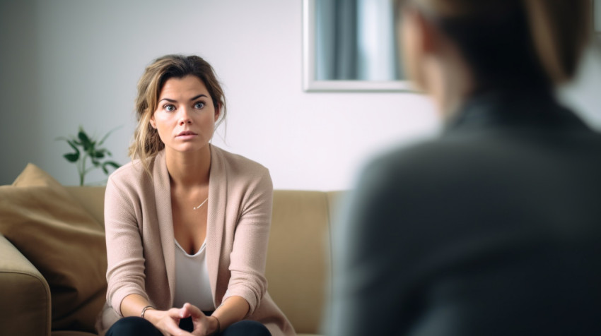 Therapists Office Woman Pondering