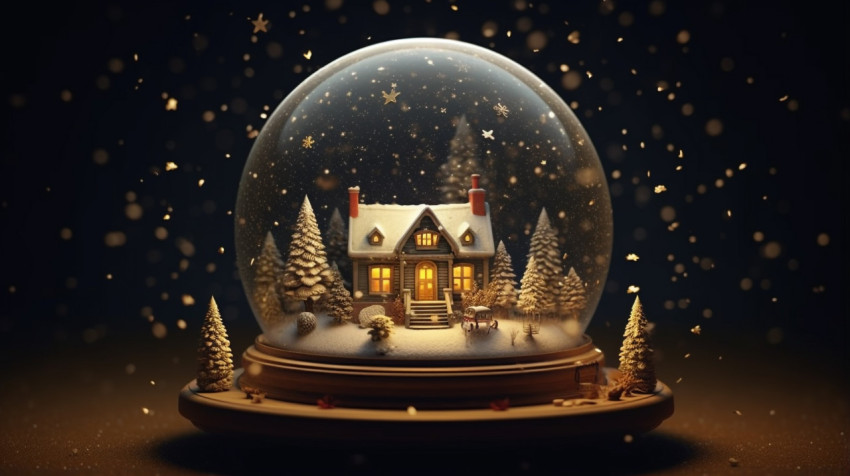 Christmas Snow Globe on Table