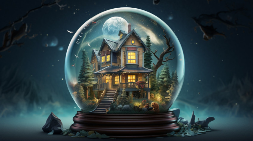 Snow globe with a dream home