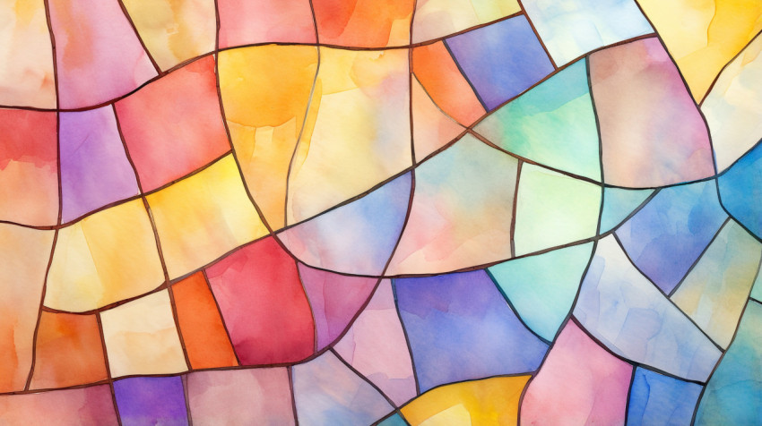 Watercolor stained glass abstract art